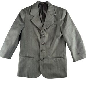 Amherst Collection Boys‎ Size 8 Grey Windowpane 4-Button Blazer Jacket H831190L